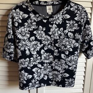 Maeve Black and White Floral Crop Top